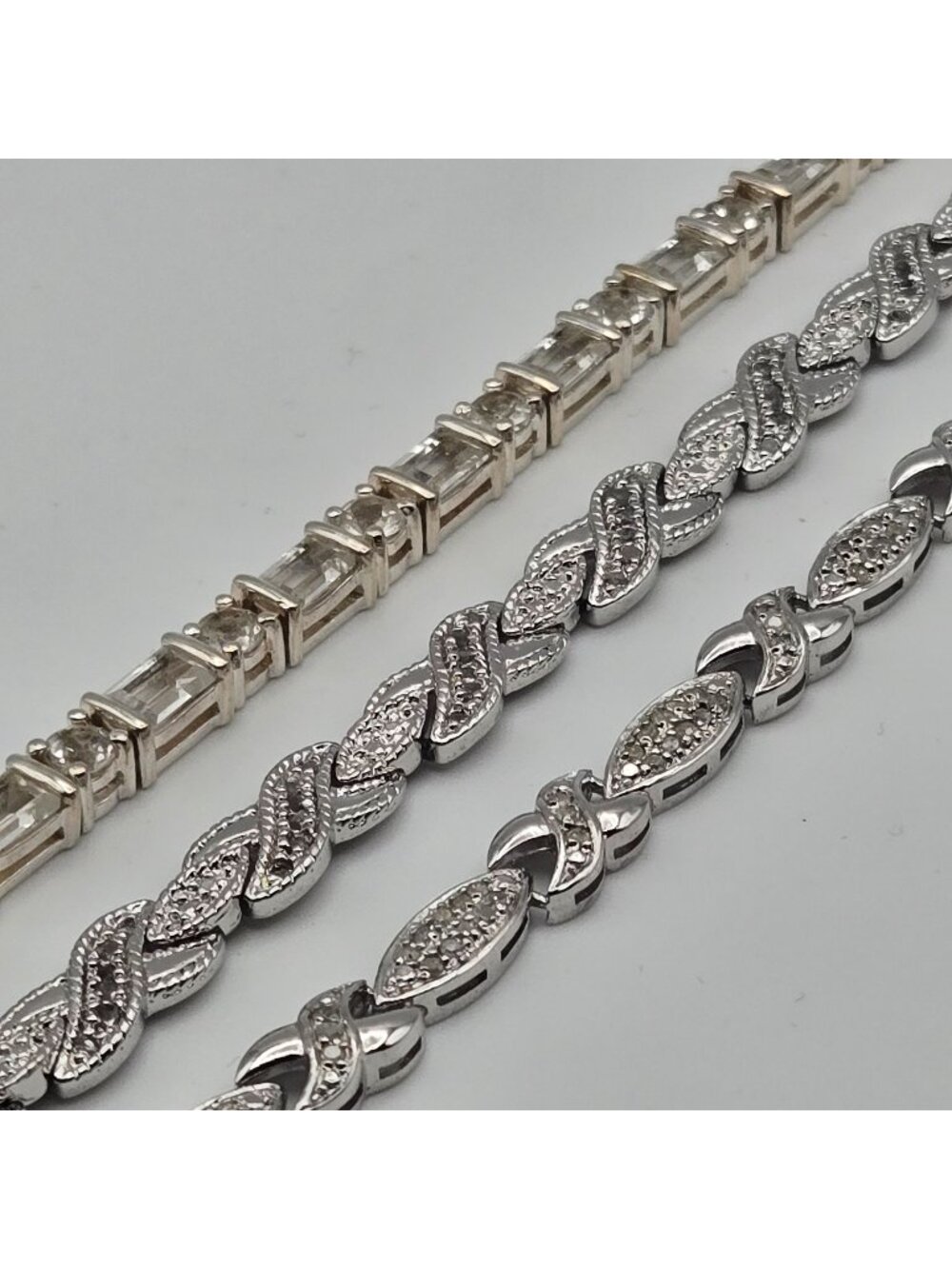 Vintage Lot of 3 925 Sterling Silver Tennis Bracelets XO